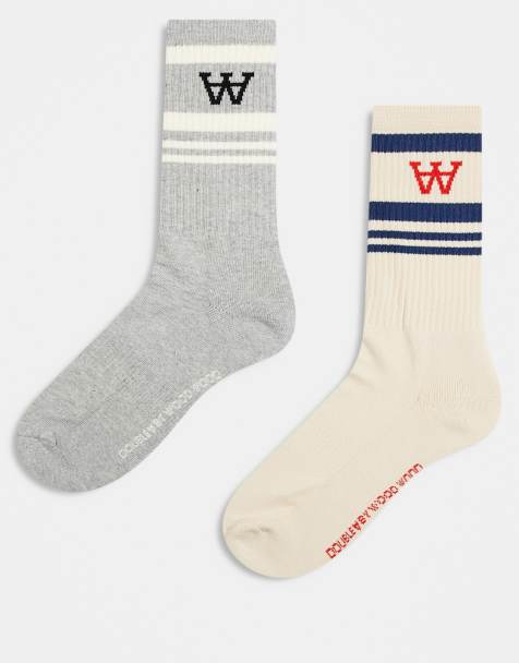 Double A By Wood Wood – Ryder – Zestaw 2 skarpetek w kolorach niebieskim i szarym - view 1
