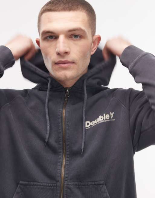 Double A By Wood Wood - Sven - Koksgrå hættetrøje med lynlås, 5 af 5