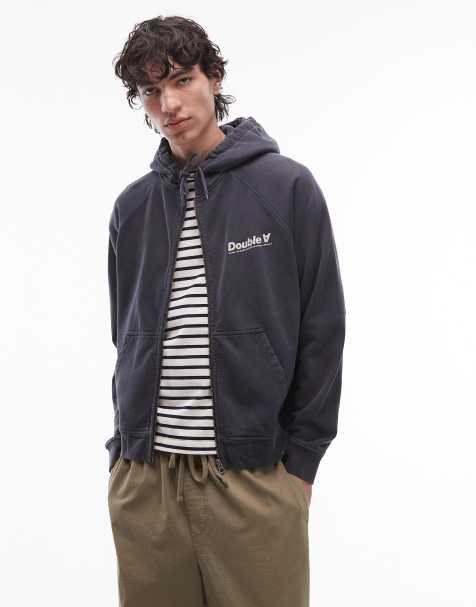 Double A By Wood Wood Sven zip-through hoodie in charcoal grey - view 1