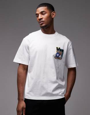 Double A by - T-Shirt aus 100% Baumwolle in Weiß mit Sticker-Logo Weiß S
