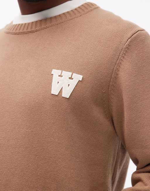 Double A By Wood Wood tay lambswool jumper in brown, 3 of 5