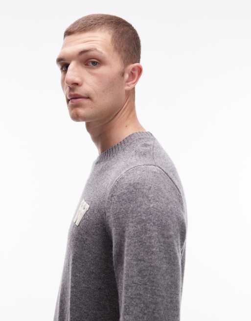 Double A By Wood Wood tay logo lambswool knit in light grey, 4 of 5