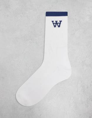 Double A By Wood Wood - Tennissocken in Blau mit Logo