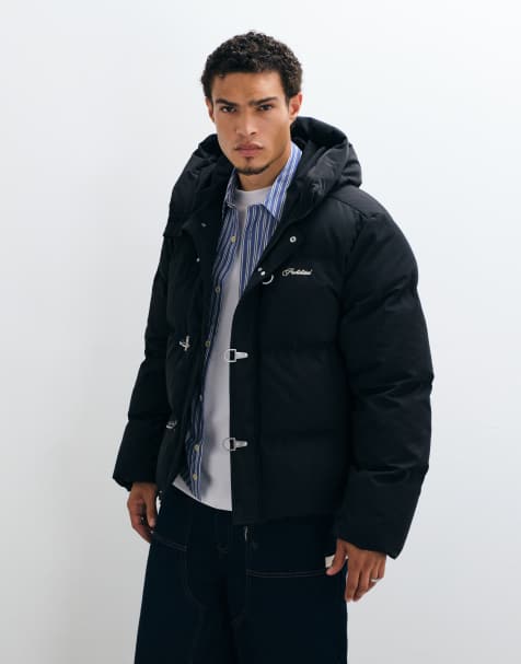 Doudoune à capuche avec boucle style pompier noire - view 1