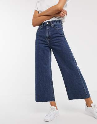 dark denim wide leg jeans