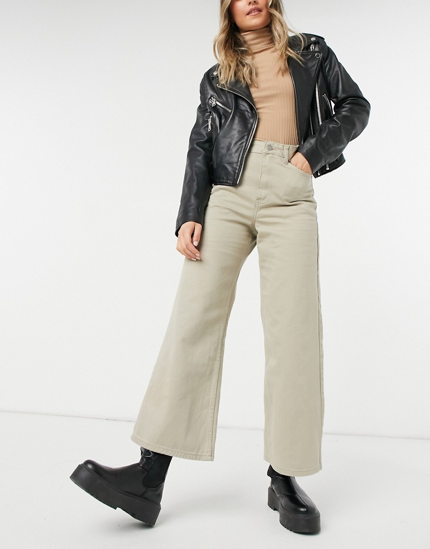 Dr Denim Aiko wide leg cropped jeans in cashew-Brown