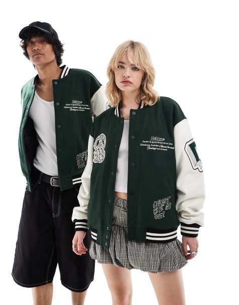 Dr Denim - Annivarsity - Giacca unisex verde con toppe - view 1