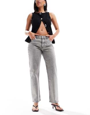 Dr Denim - Arch - Jean droit à taille mi-haute - Gris cendré délavé