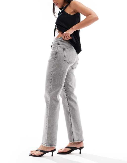 Dr Denim Arch mid waist straight leg jeans in tar ash gray