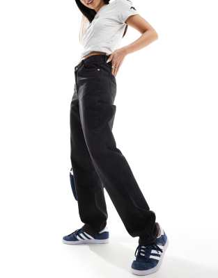 Dr Denim Dr Denim Arch regular fit mid waist straight leg jeans in black used wash