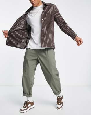 Dr Denim Aston wide tapered pants in khaki