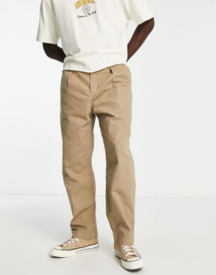 Dr Denim Aston wide tapered trousers in beige - ASOS Price Checker