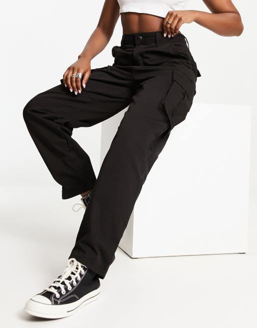 Black Loose Fit Denim Cargo Pant