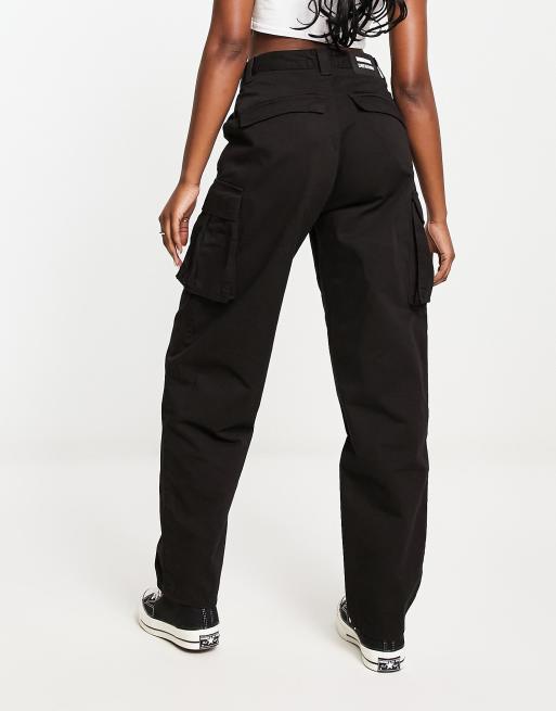 Dr Denim Bella cargo trousers in black | ASOS