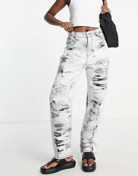 Dr Denim Bella mom jeans in grey tie dye