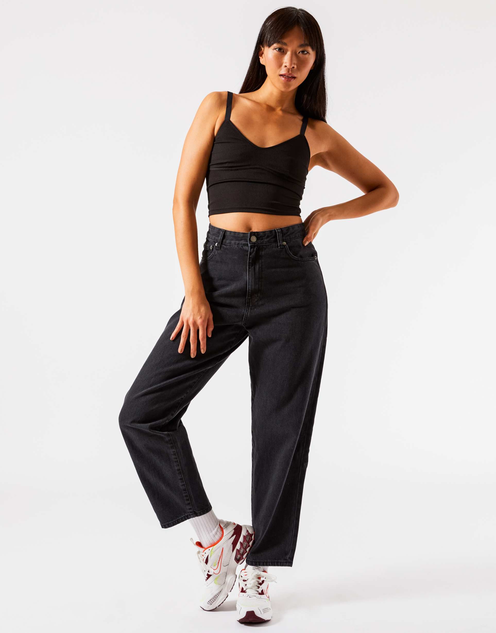 dr denim bella oversized mom jeans in black