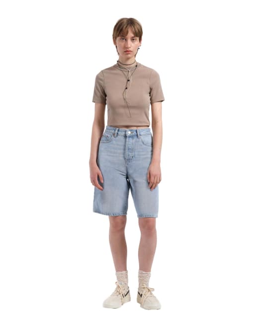 Dr Denim Bella shorts in light blue, 4 of 5