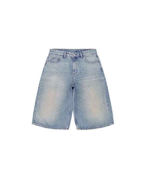 Dr Denim Bree relaxed knee length denim shorts in blue - view 1