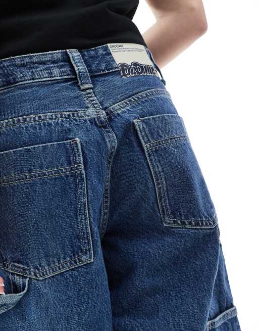 Dr Denim Bree Worker baggy fit mid waist denim jorts in mid retro, 2 of 5