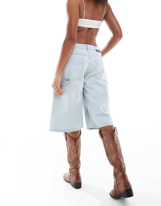 Dr Denim Bree Worker baggy fit mid waist denim jorts in superlight retro wash, 2 of 5