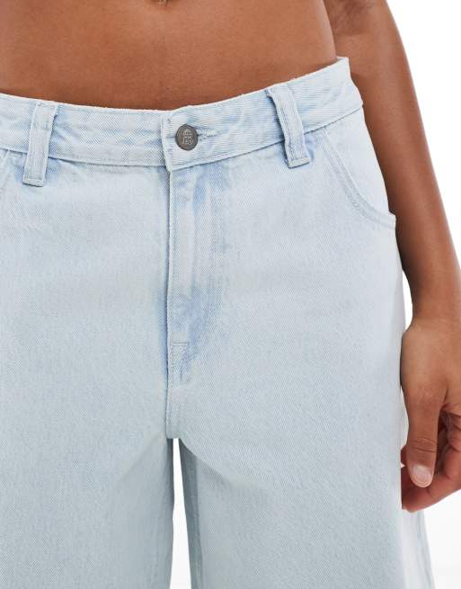 Dr Denim Bree Worker baggy fit mid waist denim jorts in superlight retro wash, 5 of 5
