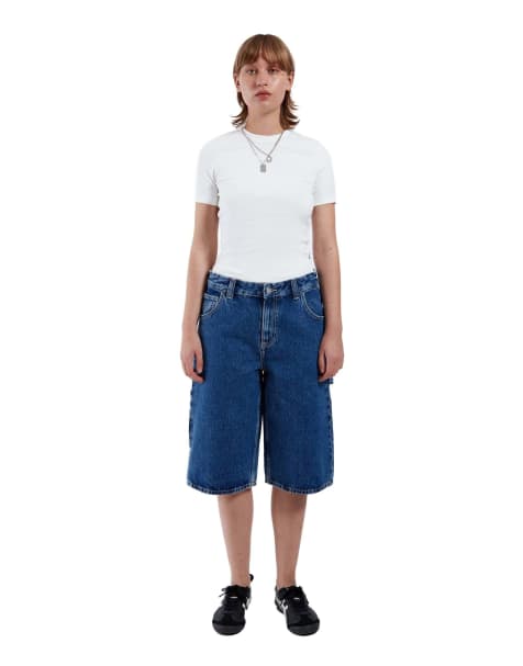 Dr Denim Bree worker shorts in blue - view 1