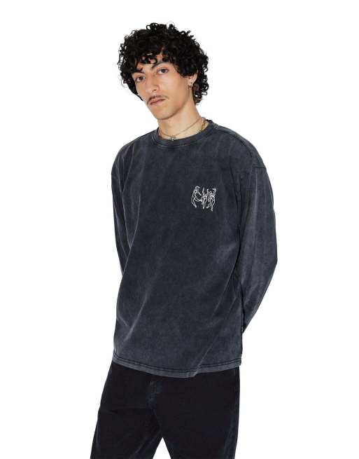 Dr Denim Caiden long sleeve t-shirt in black, 7 of 7