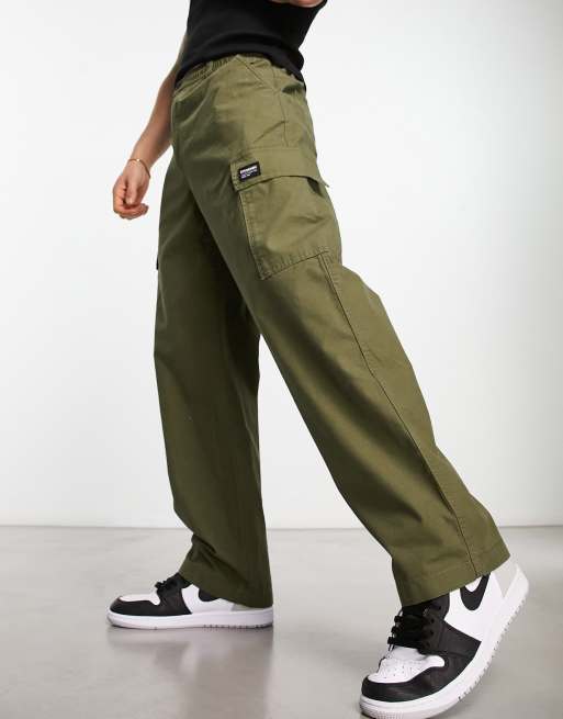 Dr Denim – Calder – Szerokie proste spodnie bojówki w kolorze khaki