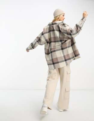 Camicia oversize a quadri marrone noce-Brown - Dr Denim Camicia donna  - immagine3