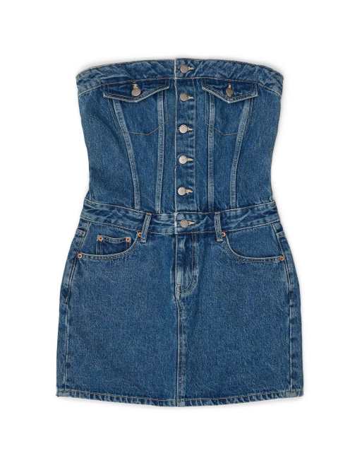 Dr Denim Carlisle strapless denim mini dress in blue, 6 of 6