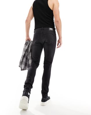 Dr Denim Chase skinny fit jeans in dark worn black - ASOS Price Checker