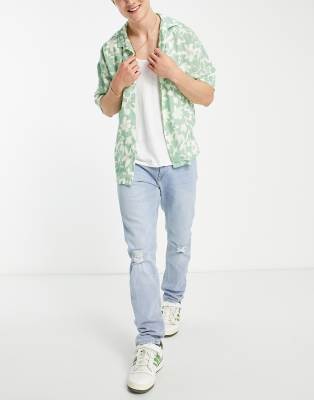 Dr Denim Dr Denim Clark knee ripped slim jeans in light wash-Blue