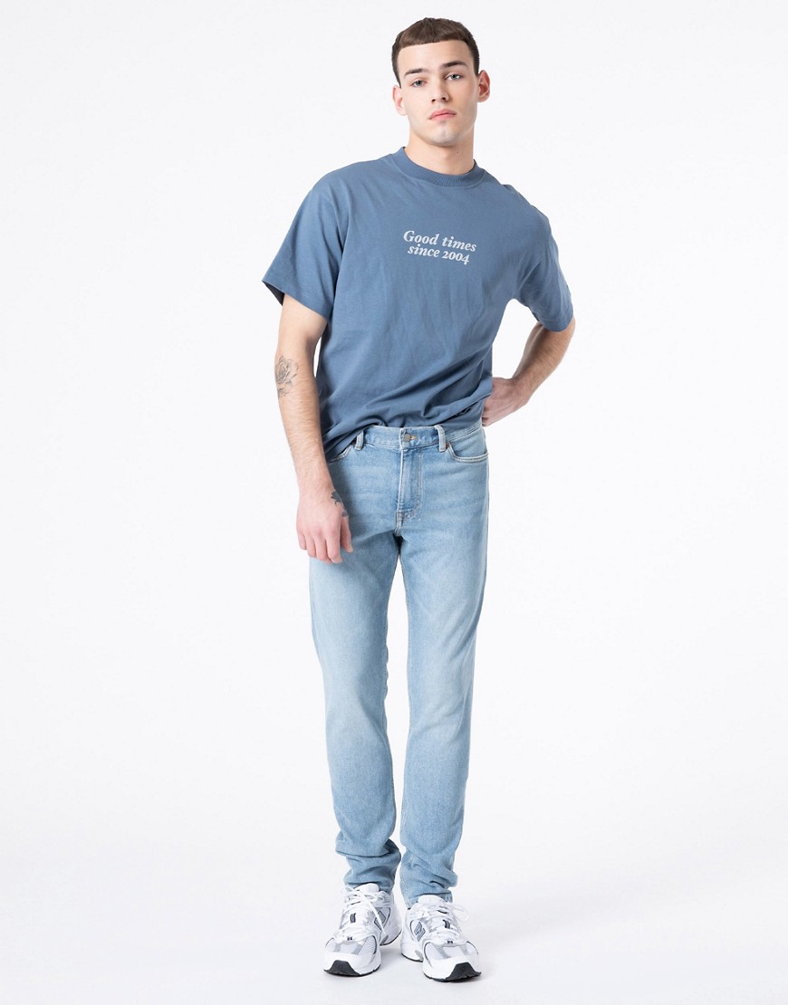 dr denim - clark - mellanblå slim jeans