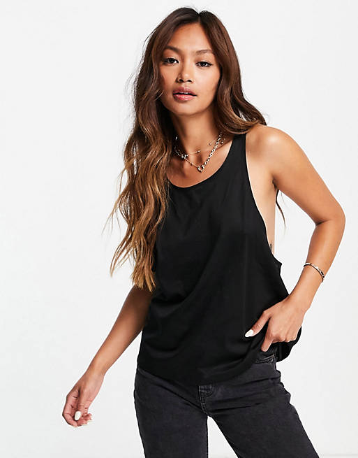 Dr Denim cleo drop arm  relaxed vest in black
