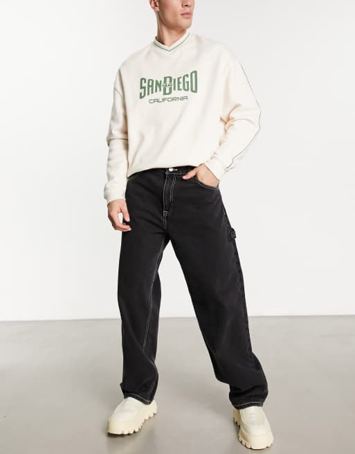 Dr Denim Colt Worker baggy fit jeans in washed black