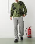 [Dr Denim] Dr Denim Colt Worker baggy fit mid waist wide leg pants with workwear detail in light grey cord M32 Light grey cord