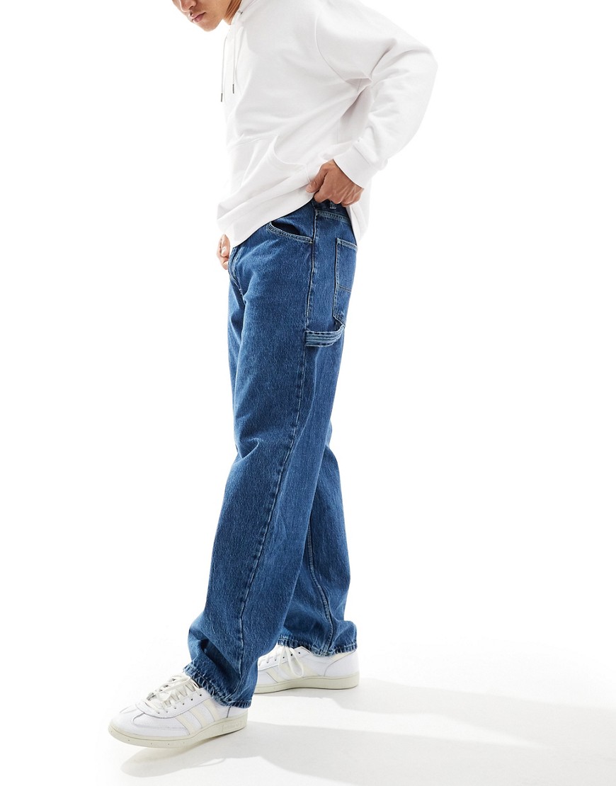 Dr Denim Colt Worker baggy fit wide leg jeans in stream mid retro wash-Blue