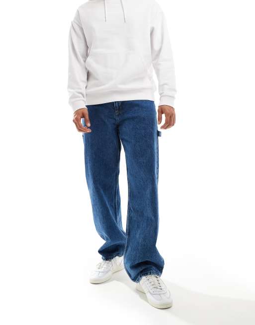 Dr Denim Colt Worker baggy fit wide leg jeans in stream mid retro wash, 3 of 5