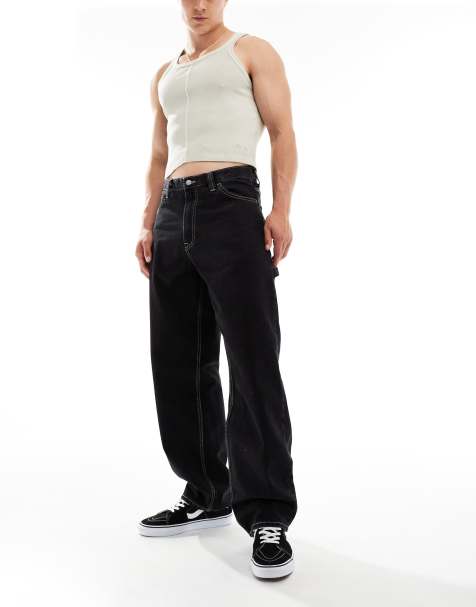 Dr. Denim - Colt Worker - Baggy jeans met workwear-detail en halfhoge taille in zwart met gebruikte wassing en contrast - view 1