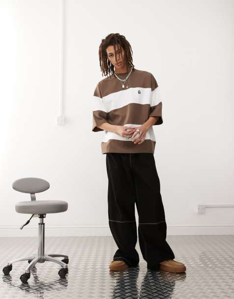 Dr Denim – Curtis – Brunrandig t-shirt i oversize - view 1
