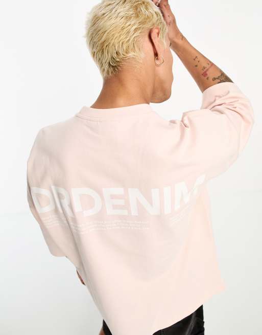 Dr Denim – Curtis – Rosa t-shirt i oversize med liten logga och logga baktill, 2 av 4