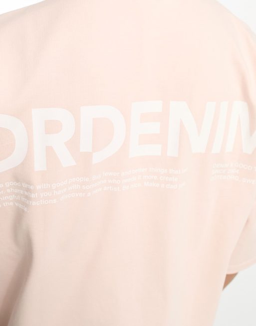 Dr Denim – Curtis – Rosa t-shirt i oversize med liten logga och logga baktill, 3 av 4