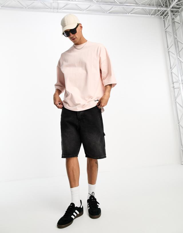 Dr Denim - curtis small logo oversized t-shirt with logo back print in pink