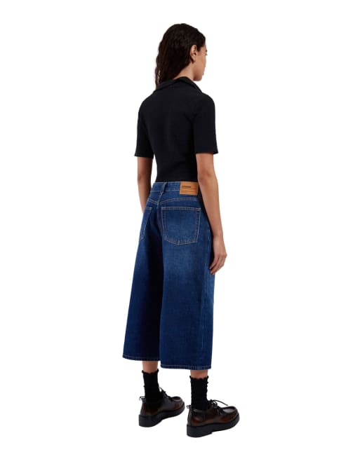 Dr Denim Dace mid wide capri jeans in blue, 2 of 7
