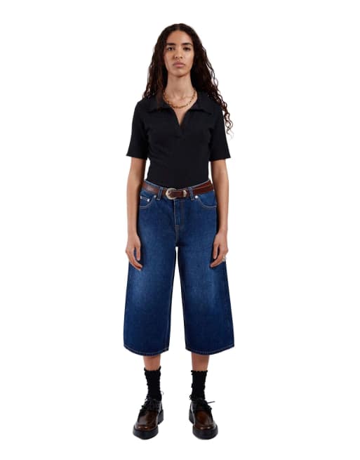 Dr Denim Dace mid wide capri jeans in blue, 4 of 7