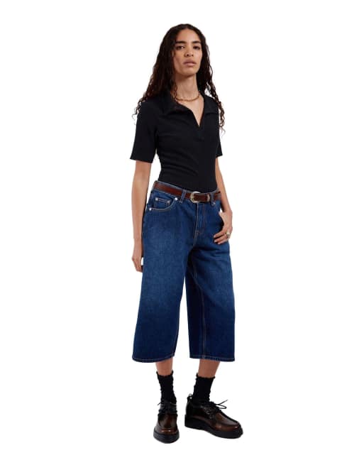 Dr Denim Dace mid wide capri jeans in blue, 5 of 7