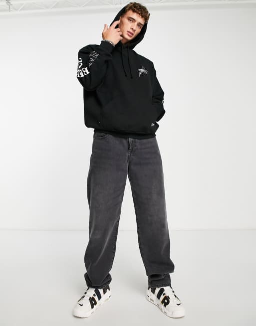 Dr Denim Damien back print hoodie in black, 4 of 4