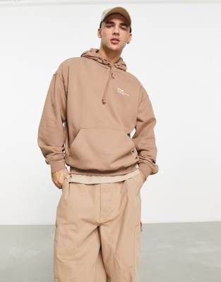 Dr Denim Damien hoodie with chest branding in nougat brown Exclusive to ASOS - ASOS Price Checker