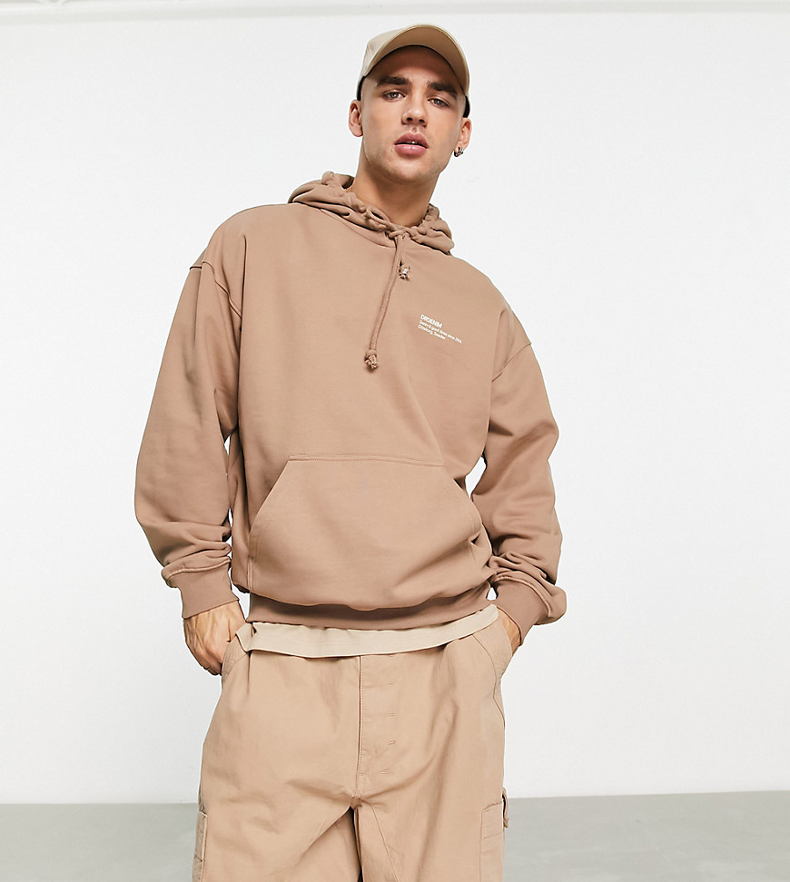 Dr Denim Damien hoodie with chest branding in nougat brown Exclusive to ASOS