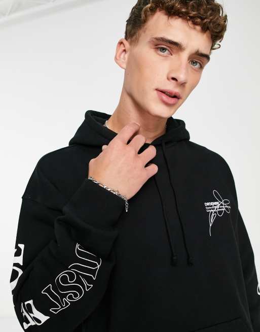 Dr Denim – Damien – Kapuzenpullover in Schwarz mit Rückenprint, 3 von 4